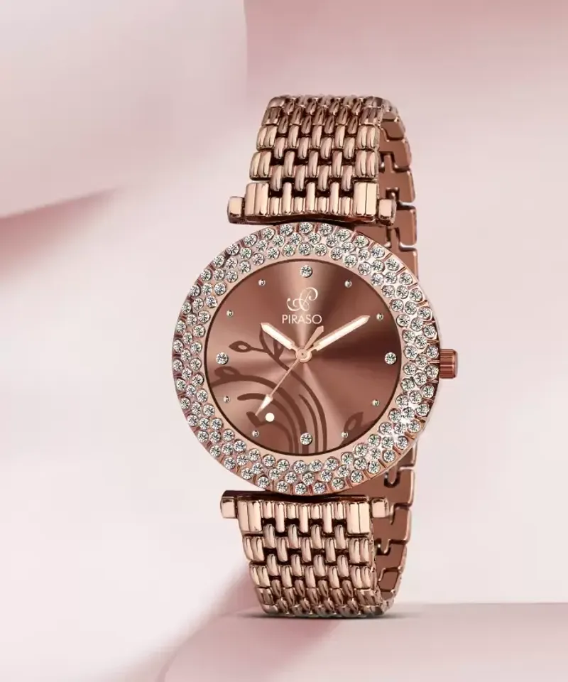Zuperia Diamond Studded Analogue Watch For Women Analog Watch - For Women DB 309 COFFEE